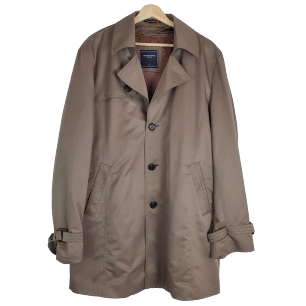 INDIAN Homme Trench Coat Mens‎ Large  Brown Removable Liner Button up Mid Length